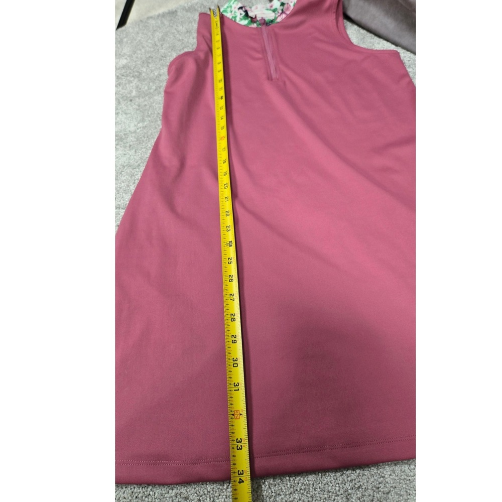 Tommy Bahama Golf Sleeveless Quarter Zip Floral Collar Dress Pink Women's Size L - Picture 6 of 8